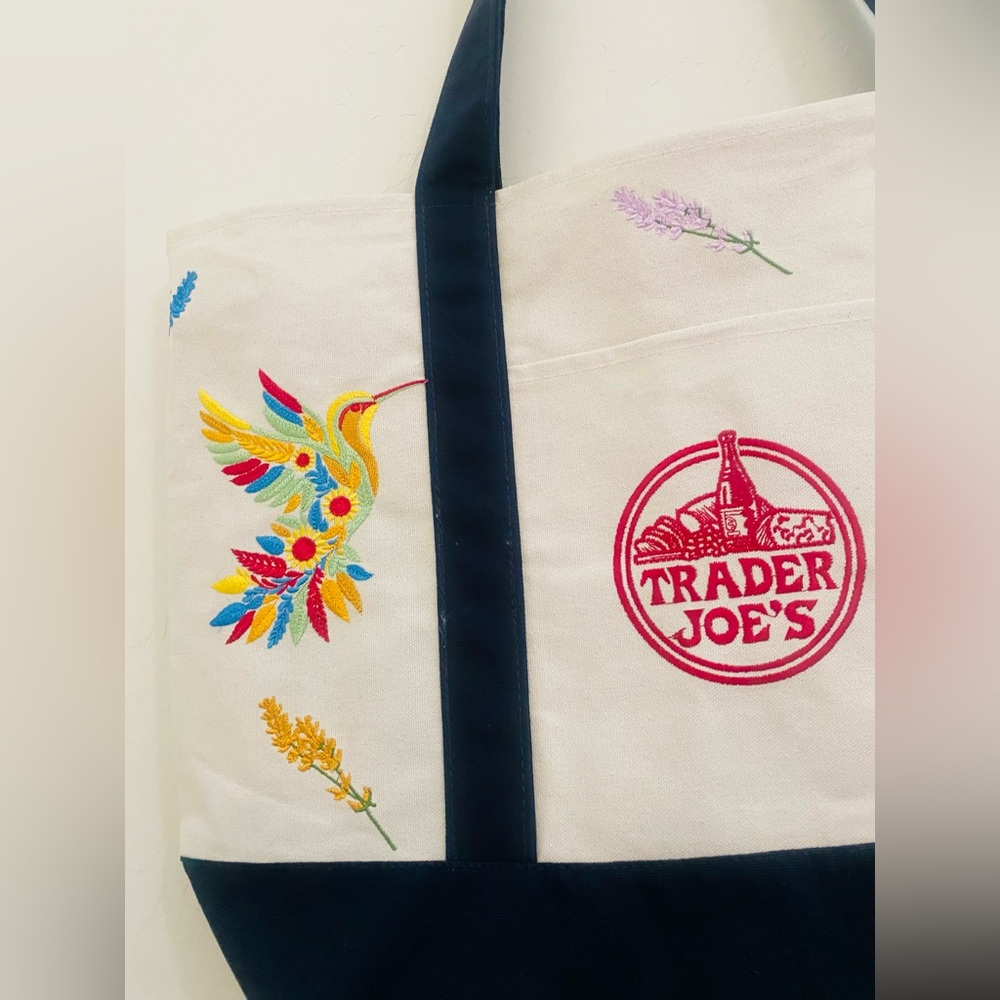 NWT Trader Joe’s canvas tote with embroidery - Picture 5 of 12